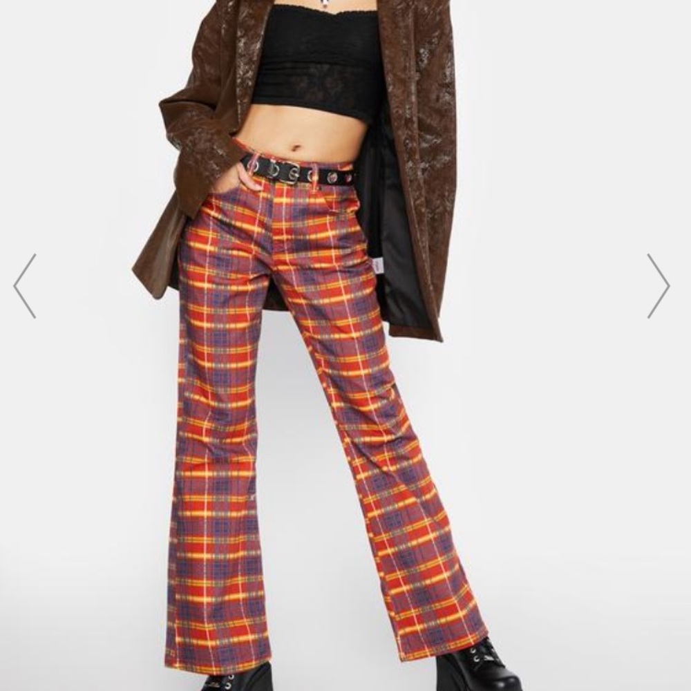 The Ragged Priest Plaid Flare Jeans - size 28